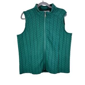Liberty‎ Lane Green Lightweight Full Zip Mock Neck Quilted Vest Pockets Size XL